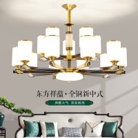 新中式客厅吊灯全铜吊灯 轻奢创意家居餐厅灯饰灯具主卧室led吊灯