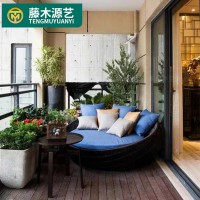 藤木源艺半圆形藤沙发鸟巢圆躺床户外海边度假酒店沙滩椅藤编躺椅