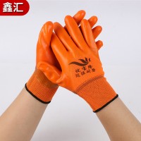 劳保pvc手套防水防滑耐磨 耐油工业全挂黄胶工作园林 厂家批发